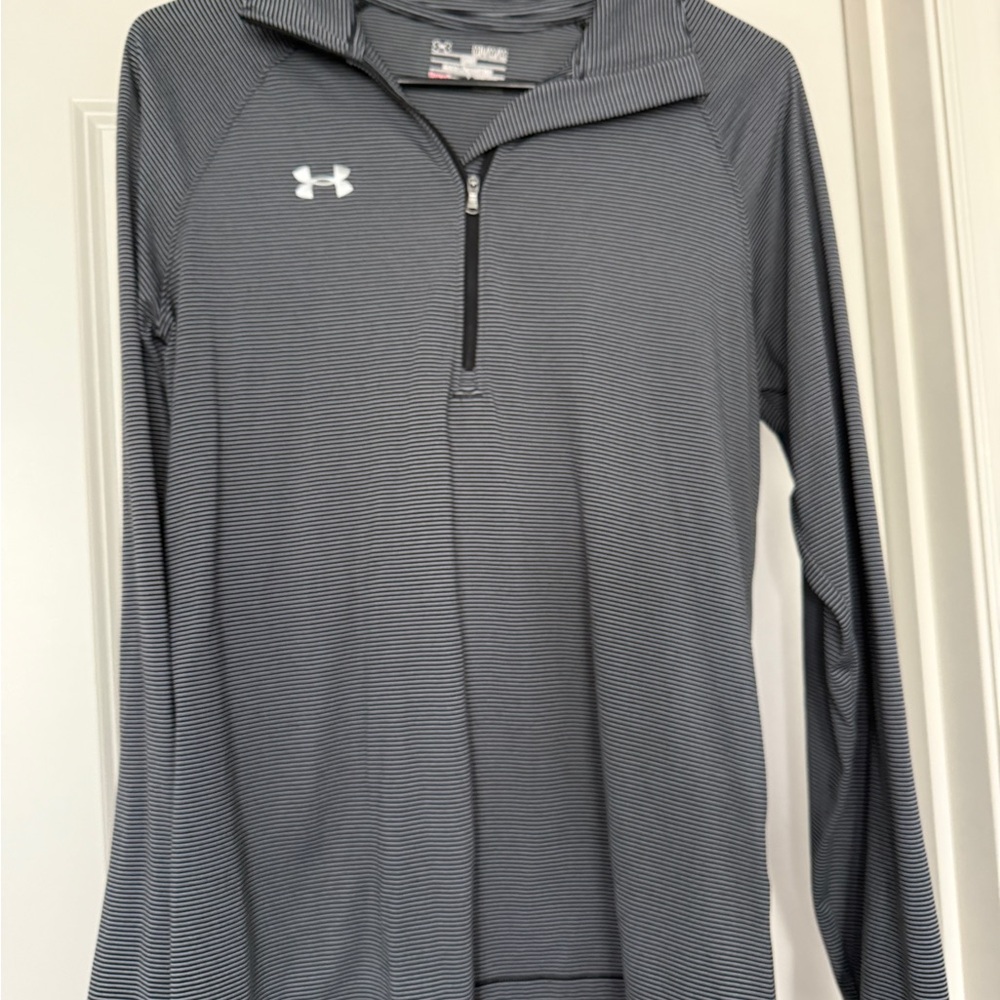 Under Armour Black and White Striped Quarter-Zip